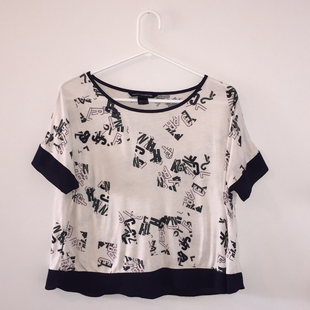 French Connection Navy and White Tshirt.